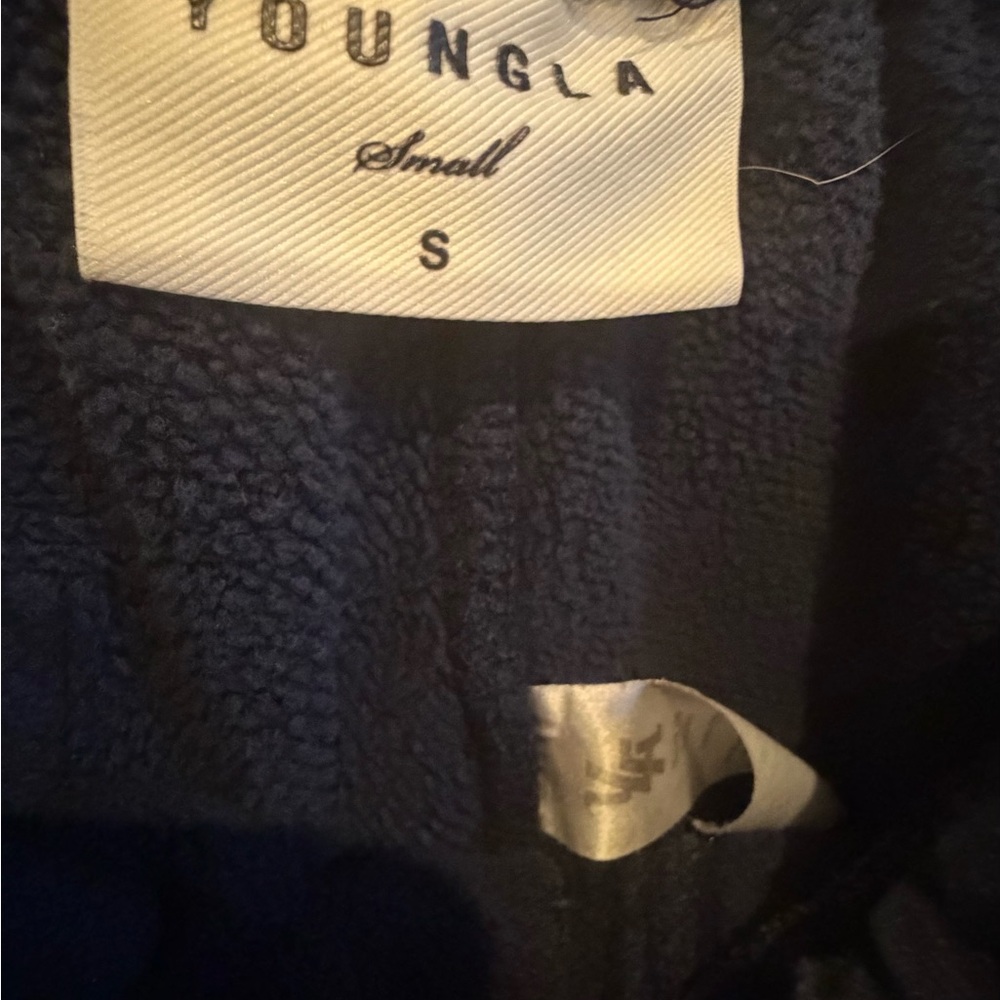 YoungLA Navy Joggers young ambitious with Floral and Eagle Graphics - Picture 3 of 7